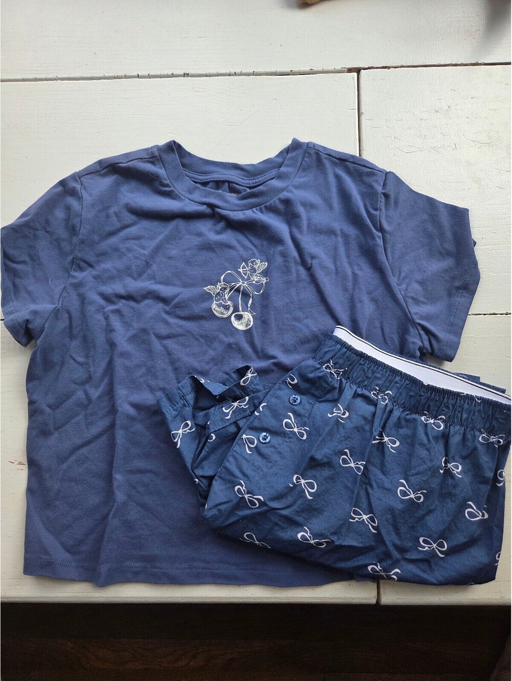 No Boundaries Blue Cotton Pajama Set Size M (8-10)